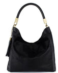 Luxurious Black Calf Hair Leather Grab Bag – Elegant & Versatile by Sostter at brixbailey.com