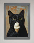 Black Cat Vanilla Ice Cream Framed Wall Art