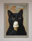 Black Cat Vanilla Ice Cream Framed Wall Art