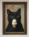 Black Cat Vanilla Ice Cream Framed Wall Art