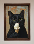 Black Cat Vanilla Ice Cream Framed Wall Art