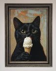 Black Cat Vanilla Ice Cream Framed Wall Art