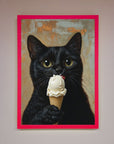 Black Cat Vanilla Ice Cream Framed Wall Art