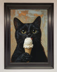 Black Cat Vanilla Ice Cream Framed Wall Art
