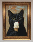 Black Cat Vanilla Ice Cream Framed Wall Art