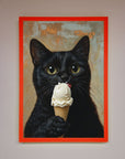 Black Cat Vanilla Ice Cream Framed Wall Art