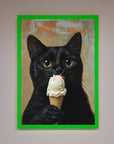 Black Cat Vanilla Ice Cream Framed Wall Art