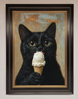 Black Cat Vanilla Ice Cream Framed Wall Art