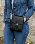 Handmade Leather Festival Phone Bag - Black