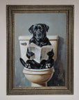 Black Lab On The Toilet Framed Poster