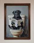 Black Lab On The Toilet Framed Poster