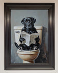 Black Lab On The Toilet Framed Poster