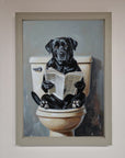 Black Lab On The Toilet Framed Poster