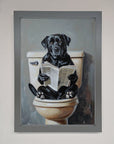 Black Lab On The Toilet Framed Poster