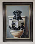 Black Lab On The Toilet Framed Poster