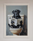 Black Lab On The Toilet Framed Poster
