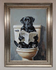 Black Lab On The Toilet Framed Poster