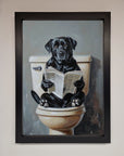 Black Lab On The Toilet Framed Poster