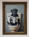 Black Lab On The Toilet Framed Poster