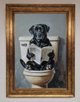 Black Lab On The Toilet Framed Poster