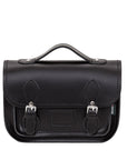 Leather Midi Satchel - Black
