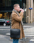 Soft Tannery Leather Messenger - Black