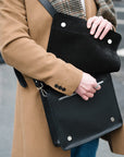 Soft Tannery Leather Messenger - Black