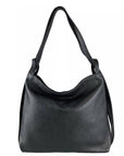 Black Leather Convertible Tote Backpack