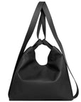 Black Leather Convertible Tote Backpack