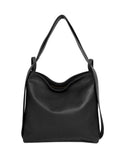 Black Leather Convertible Tote Backpack