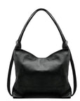 Black Leather Convertible Tote Backpack