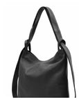 Black Leather Convertible Tote Backpack