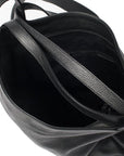 Black Leather Convertible Tote Backpack