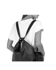 Black Leather Convertible Tote Backpack