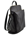 Black Pocket Ethical Leather Backpack