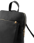 Black Pocket Ethical Leather Backpack