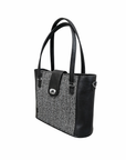 Tannery Tweed & Leather Mini Twist Lock Shopper Bag - Black