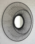 Sleek Black Round Wire Frame Mirror Medium
