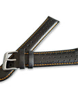 Black And Orange Leather Rally Watch Strap