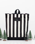 Velvet Stripe Backpack, Waterproof Black & White