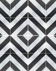 Black stripe porcelain tile, premium luxury chevron pattern, durable anti-slip outdoor indoor tile, best-selling black and white porcelain tile by Maria Starling Design at brixbailey.com