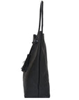 Black Drawcord Leather Hobo Shoulder Bag Ethical Sustainable LEather Tote Bag Brix And Bailey Brand