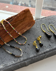 Hera Polished Stone Drop Earrings Black Onyx