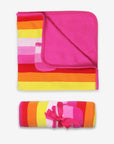 Pink striped organic cotton baby blanket by Brix Bailey for sleeping and cuddling at www.brixbailey.com