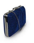 Blue Sparkle Evening Bag with Chain Strap