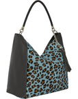 Blue Animal Print Leather Shoulder Bag Brix and Bailey Brand