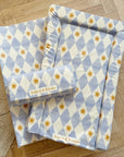 Anti-Roll Wedge Baby Changing Mat - Blue Harlequin