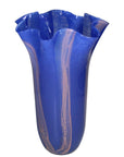 Blue Twist Glass Vase with Scallop