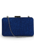 Blue Sparkle Evening Bag with Chain Strap