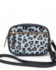 Blue Animal Print Convertible Leather Cross Body Camera Bag Brix and Bailey Ethical Handbag Brand